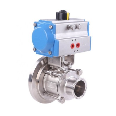 Sanitary Stainless Steel Pneumatic 3PCS Full Package Tank Bottom Ball Valve