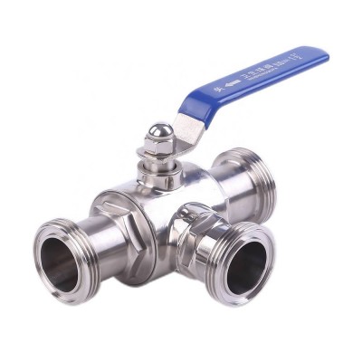 1/2" Sanitary Stainless Steel Hygienic Thread Three Way Ball Valve